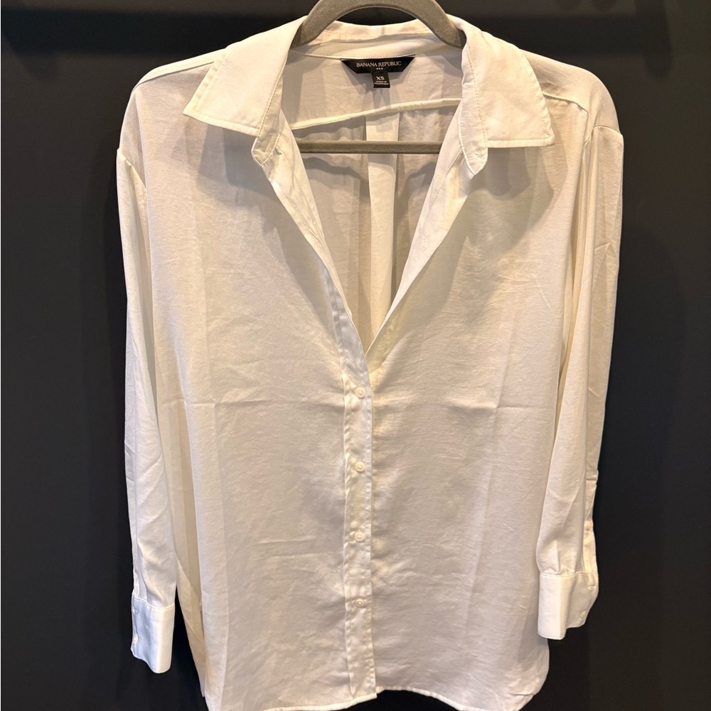Banana Republic Oversized White Button-Down Shirt